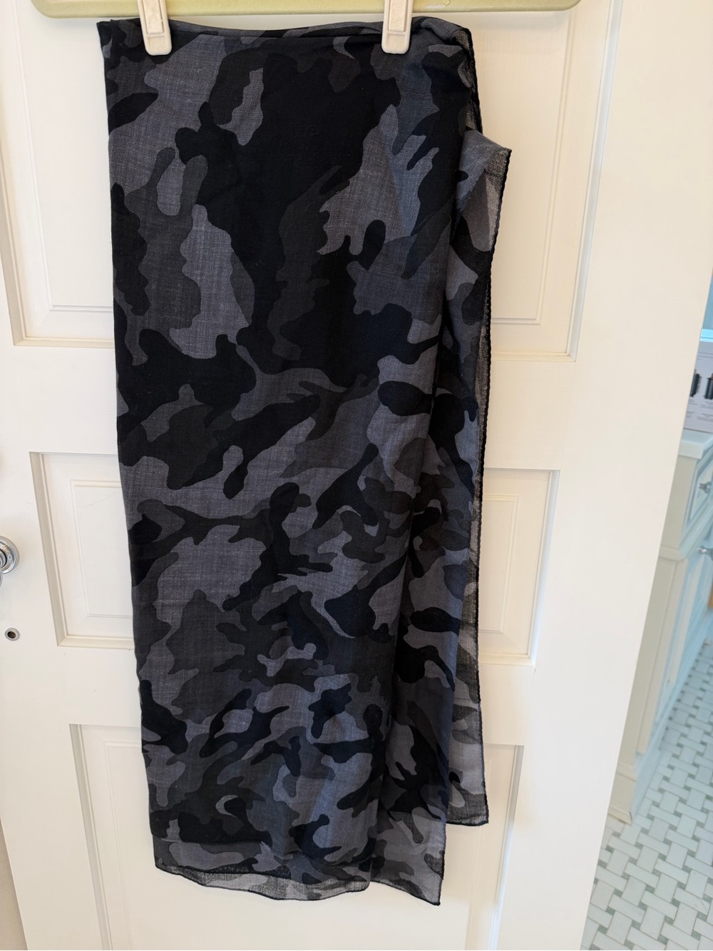 rag & bone Black and Gray Camo scarf